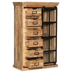6 drawer wooden almirah with iron sliding door