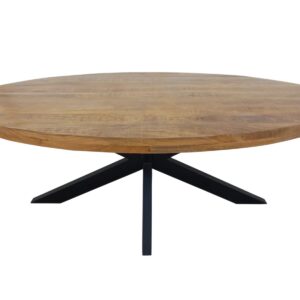 oval mango wood & iron dining table finish top (3+3 cm)  pipe thickness 10*10cm with spider leg