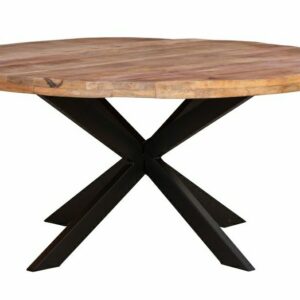 wooden dining table with circular top