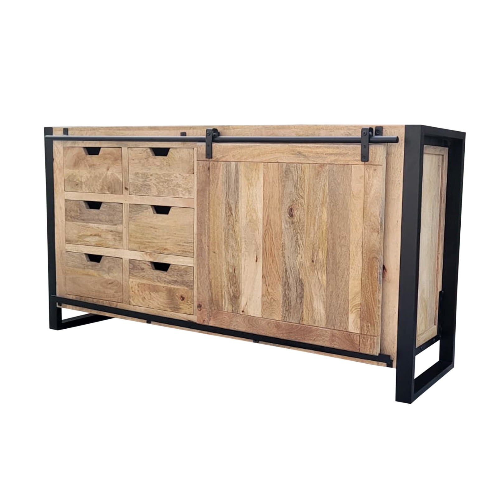 wooden sideboard with 6 drawers