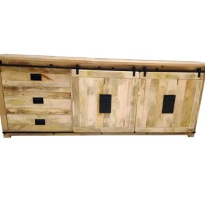 finished mango wood and iron jupitar range sideboard natural color