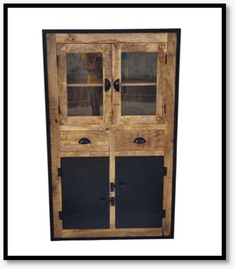 mango wood and iron sliding door sideboard natural color powder coated iron
