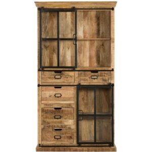 wooden two part with iron sliding door